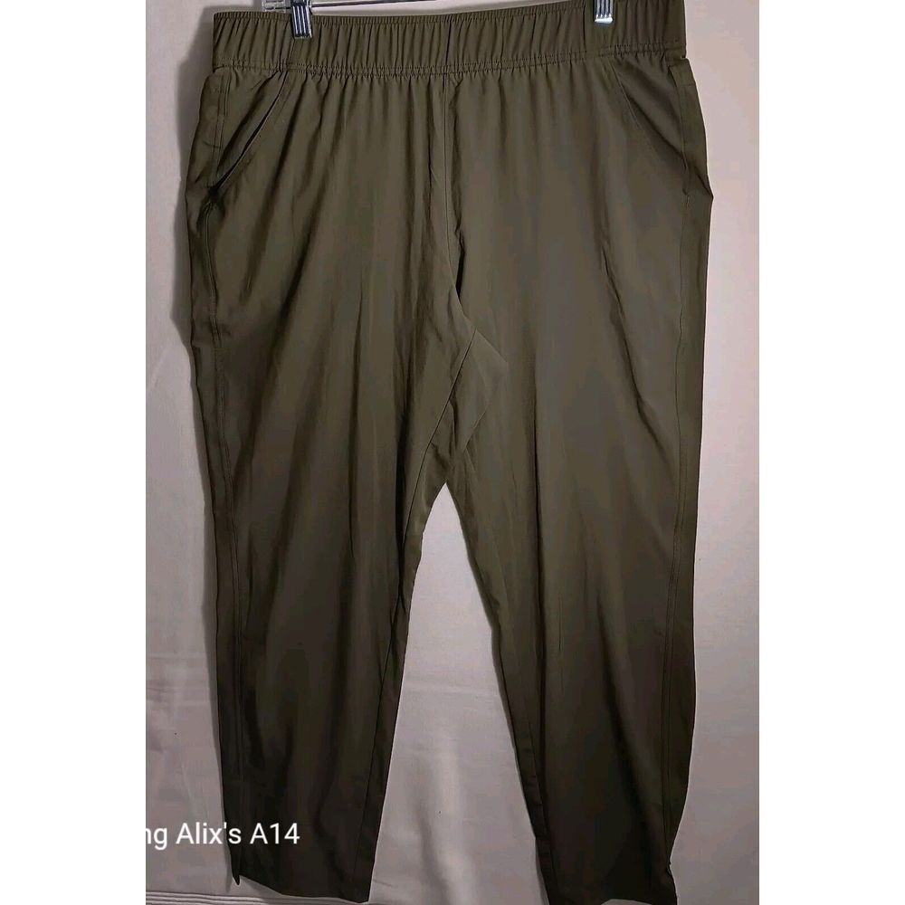 Eddie Bauer Women's L Green Traveler Ankle Pants Pull On Elastic Waist